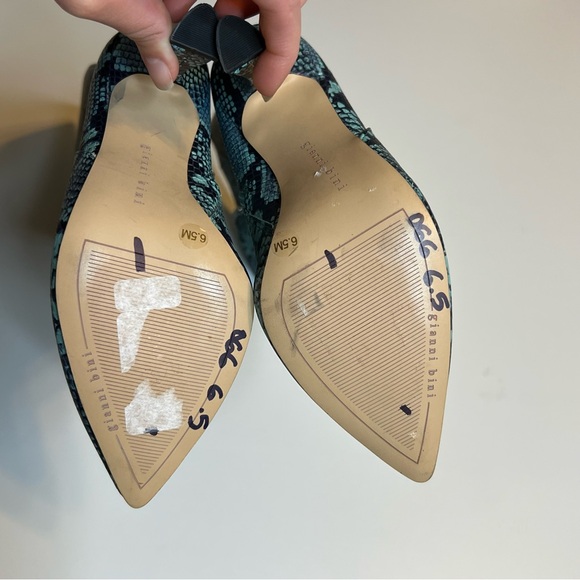 Gianni Bini Lennoxe Snake Print Leather Stilleto Heel Boots Teal Black 6.5 - Picture 6 of 12